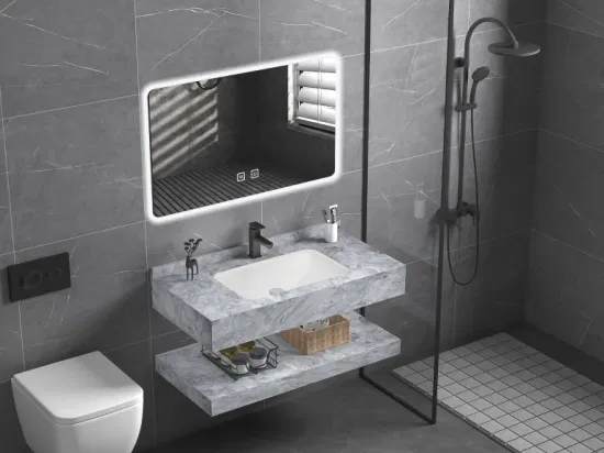 Gabinetes de iluminación de las vanidades del lavabo del lavabo de la piedra del mármol montado en la pared del cuarto de baño